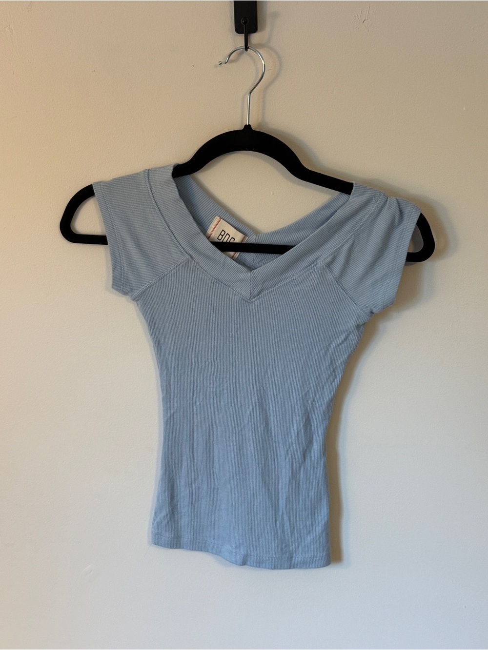 BDG Sky Blue Ribbed V-Neck Cap Sleeve Tank